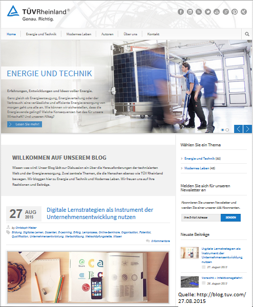 TÜV Rheinland jetzt mit neuem Blog